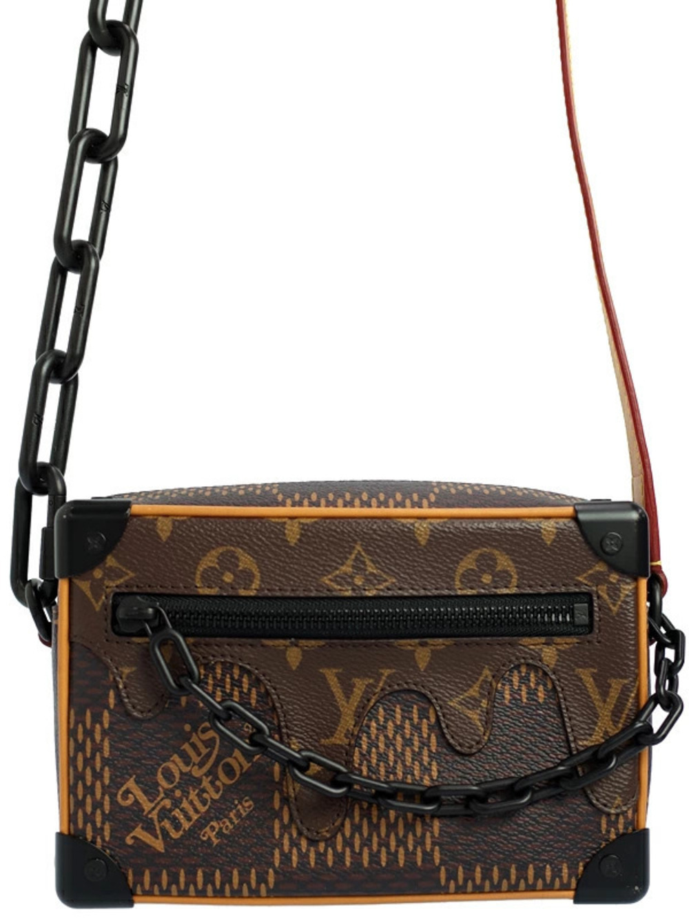 Louis Vuitton Damier Giant Soft Trunk Shoulder Bag Canvas Leather Black Brown